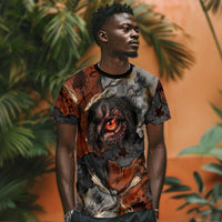 Menhit Egyptian T shirt Warrior Goddess Fiery Lion Eye Arrows and Blood Battle