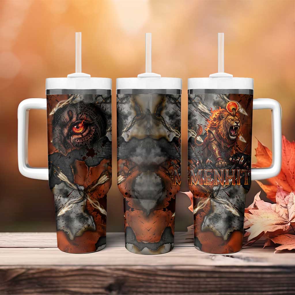 Menhit Egyptian Tumbler With Handle Warrior Goddess Fiery Lion Eye Arrows and Blood Battle