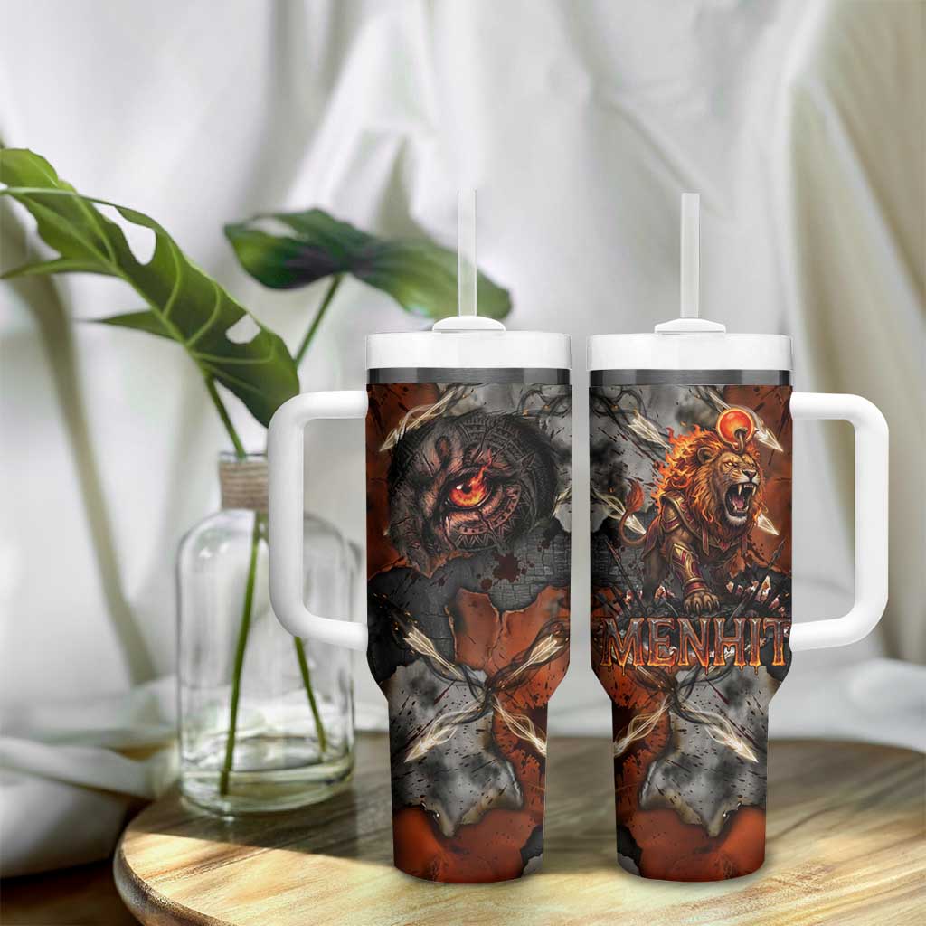 Menhit Egyptian Tumbler With Handle Warrior Goddess Fiery Lion Eye Arrows and Blood Battle