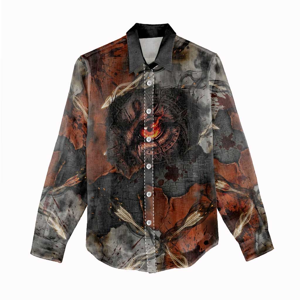 Menhit Egyptian Women Casual Shirt Warrior Goddess Fiery Lion Eye Arrows and Blood Battle