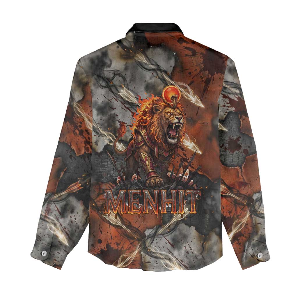 Menhit Egyptian Women Casual Shirt Warrior Goddess Fiery Lion Eye Arrows and Blood Battle