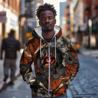 Menhit Egyptian Zip Hoodie Warrior Goddess Fiery Lion Eye Arrows and Blood Battle