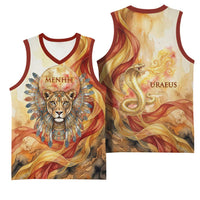 Menhit Basketball Jersey Lioness Warrior Goddess Uraeus Serpent Fire and Feathers Ancient Egyptian