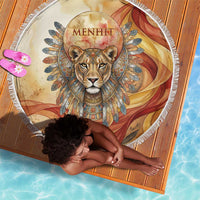 Menhit Beach Blanket Lioness Warrior Goddess Uraeus Serpent Fire and Feathers Ancient Egyptian