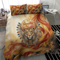 Menhit Bedding Set Lioness Warrior Goddess Uraeus Serpent Fire and Feathers Ancient Egyptian
