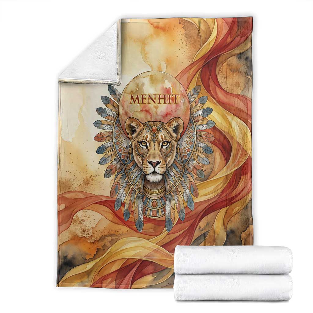 Menhit Blanket Lioness Warrior Goddess Uraeus Serpent Fire and Feathers Ancient Egyptian