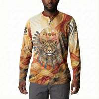 Menhit Button Sweatshirt Lioness Warrior Goddess Uraeus Serpent Fire and Feathers Ancient Egyptian