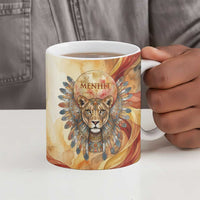 Menhit Ceramic Mug Lioness Warrior Goddess Uraeus Serpent Fire and Feathers Ancient Egyptian