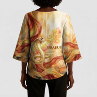 Menhit Kimono Sleeve Blouse Lioness Warrior Goddess Uraeus Serpent Fire and Feathers Ancient Egyptian