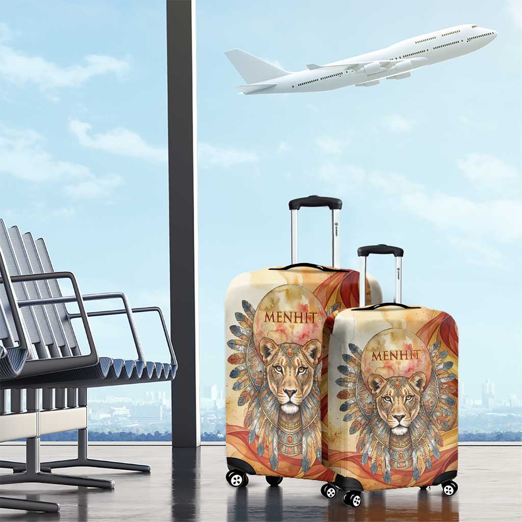 Menhit Luggage Cover Lioness Warrior Goddess Uraeus Serpent Fire and Feathers Ancient Egyptian