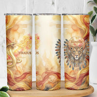 Menhit Skinny Tumbler Lioness Warrior Goddess Uraeus Serpent Fire and Feathers Ancient Egyptian