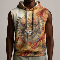 Menhit Sleeveless Hoodie Lioness Warrior Goddess Uraeus Serpent Fire and Feathers Ancient Egyptian