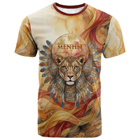 Menhit T shirt Lioness Warrior Goddess Uraeus Serpent Fire and Feathers Ancient Egyptian