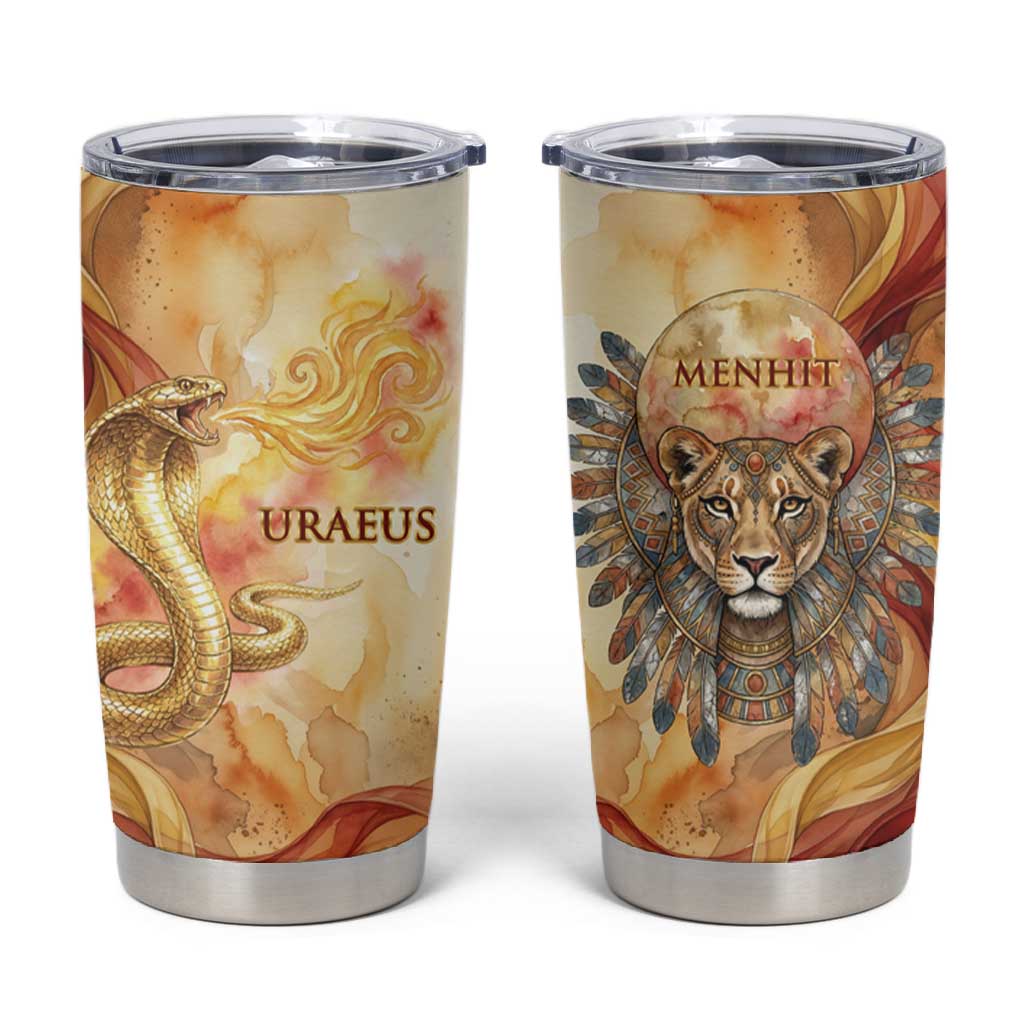Menhit Tumbler Cup Lioness Warrior Goddess Uraeus Serpent Fire and Feathers Ancient Egyptian