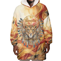 Menhit Wearable Blanket Hoodie Lioness Warrior Goddess Uraeus Serpent Fire and Feathers Ancient Egyptian