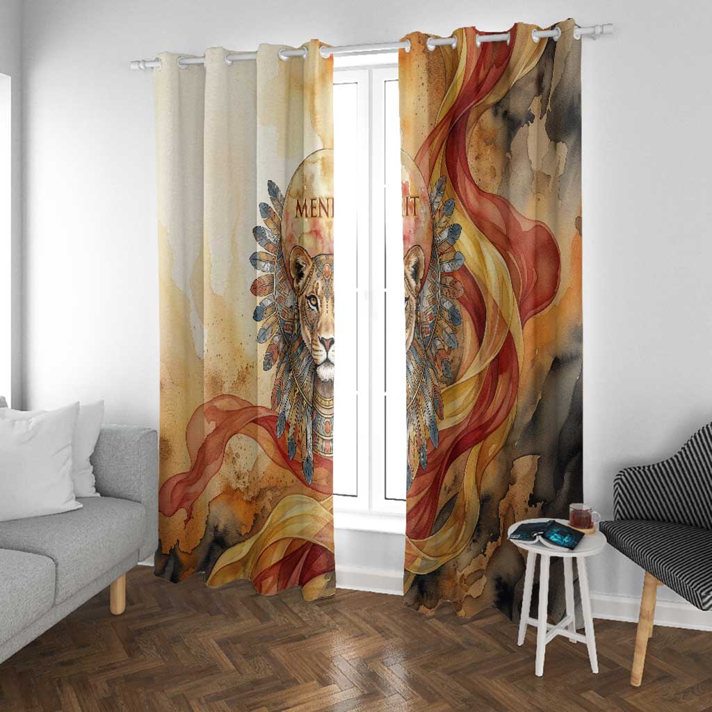 Menhit Window Curtain Lioness Warrior Goddess Uraeus Serpent Fire and Feathers Ancient Egyptian