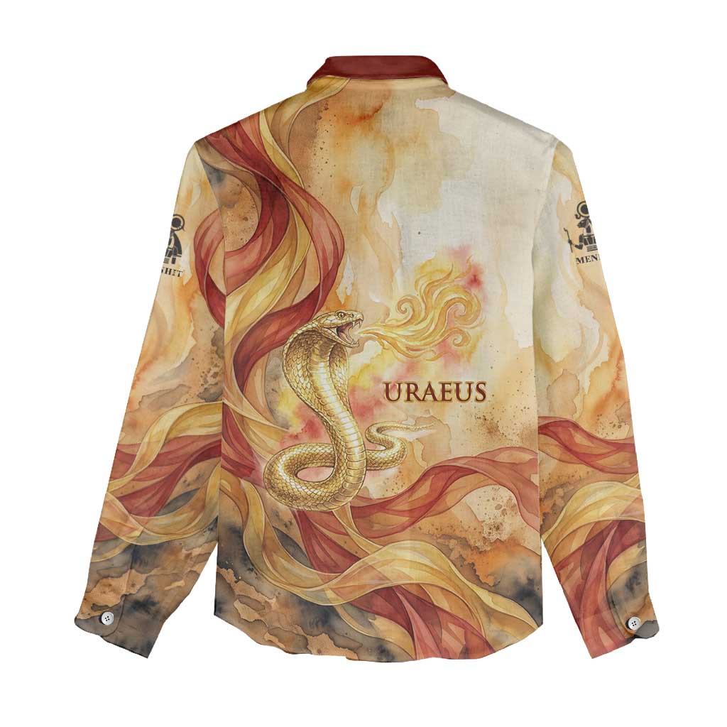 Menhit Women Casual Shirt Lioness Warrior Goddess Uraeus Serpent Fire and Feathers Ancient Egyptian