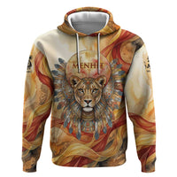 Menhit Zip Hoodie Lioness Warrior Goddess Uraeus Serpent Fire and Feathers Ancient Egyptian