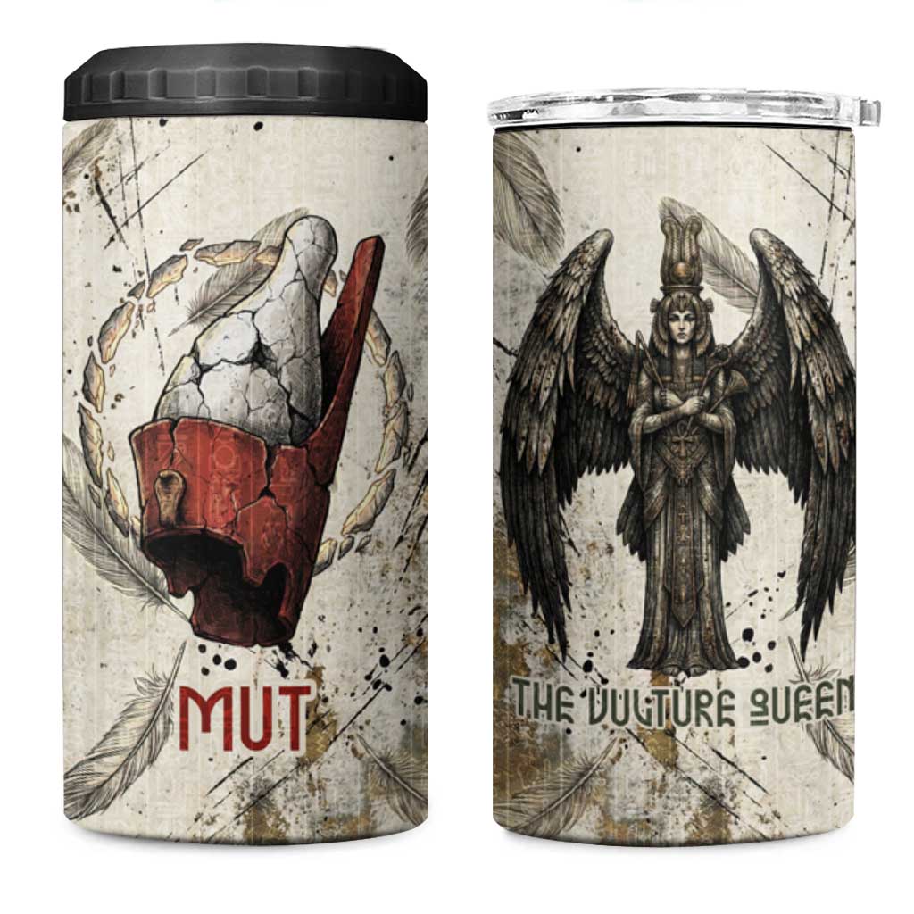 Mut 4 in 1 Can Cooler Tumbler Vulture Queen Egyptian Mother Goddess Wings Feathers