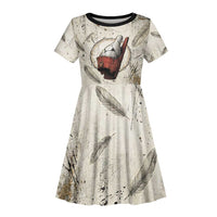 Mut Kid Short Sleeve Dress Vulture Queen Egyptian Mother Goddess Wings Feathers