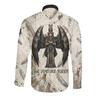 Mut Long Sleeve Button Shirt Vulture Queen Egyptian Mother Goddess Wings Feathers