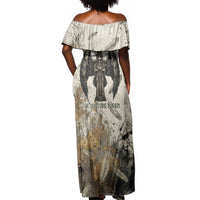 Mut Off Shoulder Maxi Dress Vulture Queen Egyptian Mother Goddess Wings Feathers