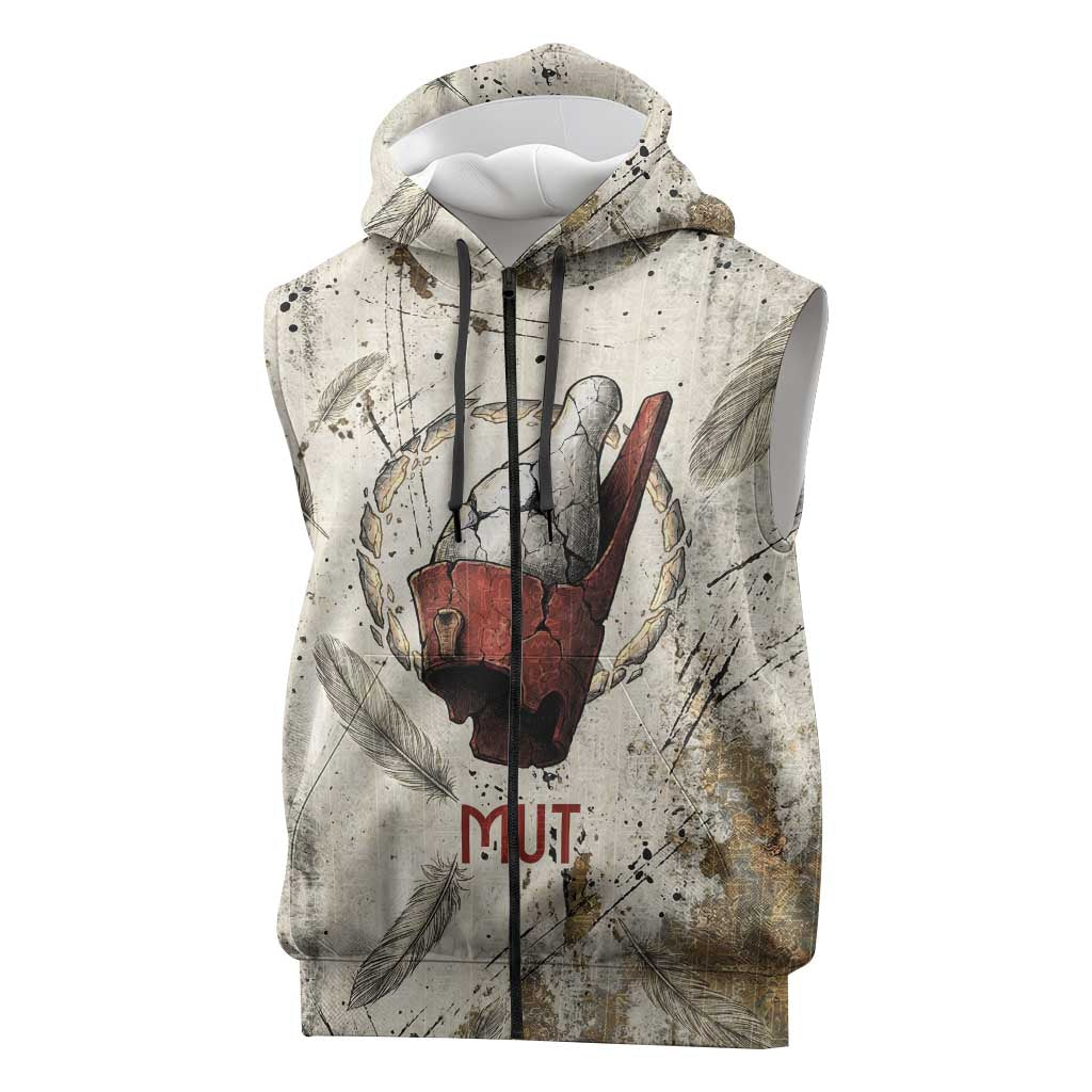 Mut Sleeveless Zip Hoodie Vulture Queen Egyptian Mother Goddess Wings Feathers