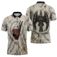 Mut Zipper Polo Shirt Vulture Queen Egyptian Mother Goddess Wings Feathers