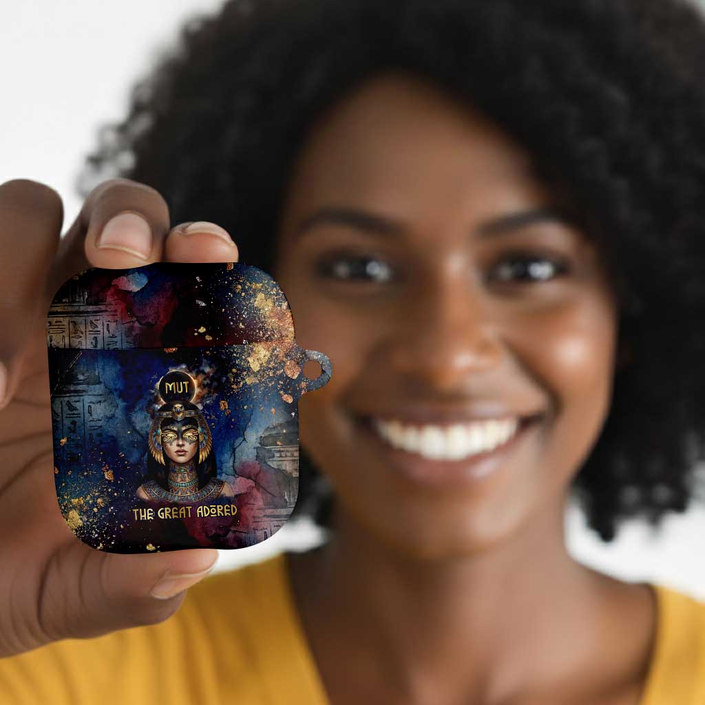 Mut AirPods Case The Lioness of Thebes Egyptian Goddess Cosmic Crown Adorned Warrior Queen Design