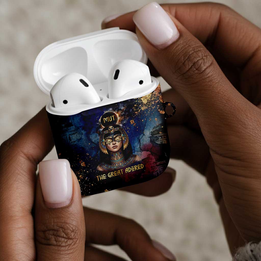 Mut AirPods Case The Lioness of Thebes Egyptian Goddess Cosmic Crown Adorned Warrior Queen Design