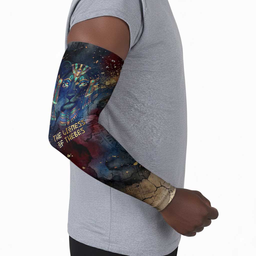 Mut Arm Sleeves The Lioness of Thebes Egyptian Goddess Cosmic Crown Adorned Warrior Queen Design