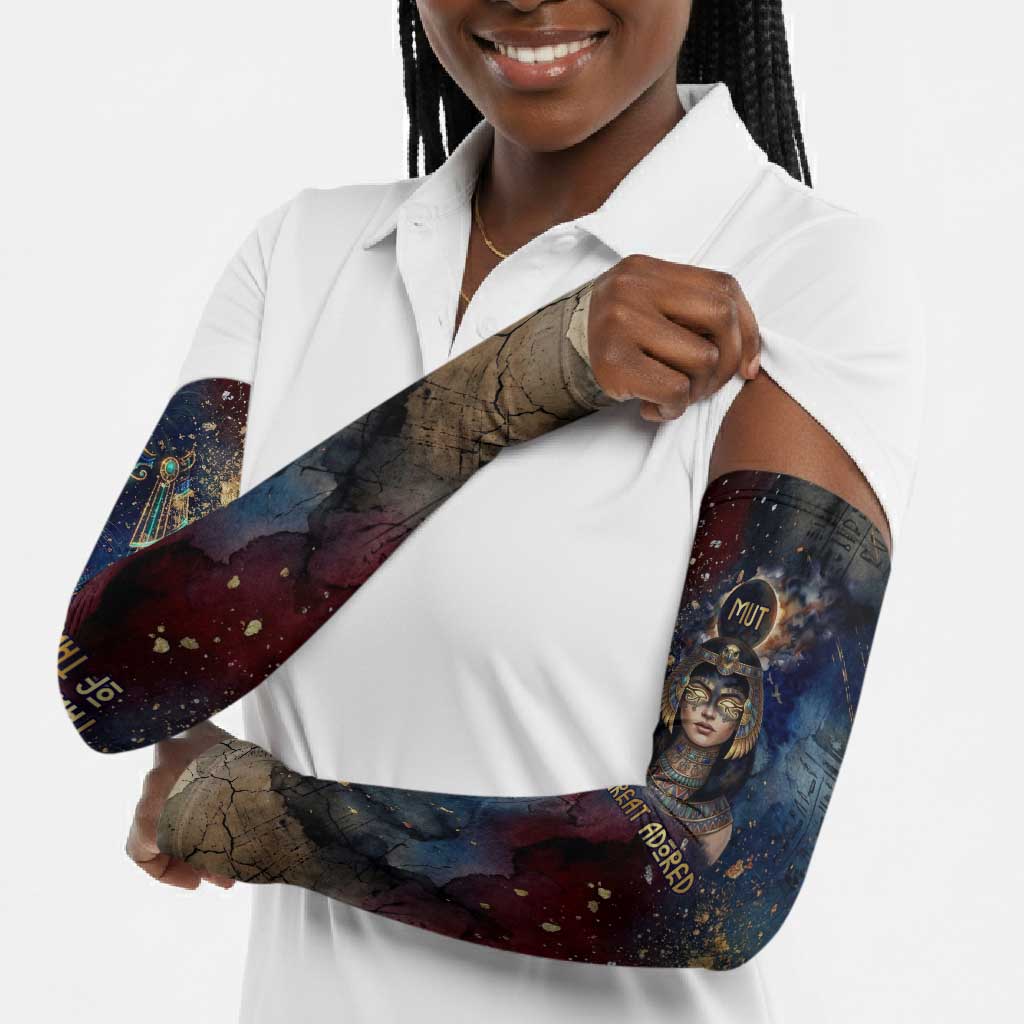 Mut Arm Sleeves The Lioness of Thebes Egyptian Goddess Cosmic Crown Adorned Warrior Queen Design