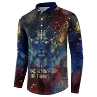 Mut Button Sweatshirt The Lioness of Thebes Egyptian Goddess Cosmic Crown Adorned Warrior Queen Design