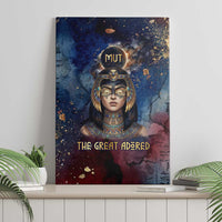 Mut Canvas Wall Art The Lioness of Thebes Egyptian Goddess Cosmic Crown Adorned Warrior Queen Design