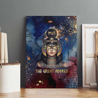 Mut Canvas Wall Art The Lioness of Thebes Egyptian Goddess Cosmic Crown Adorned Warrior Queen Design