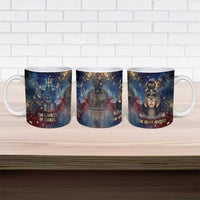 Mut Ceramic Mug The Lioness of Thebes Egyptian Goddess Cosmic Crown Adorned Warrior Queen Design