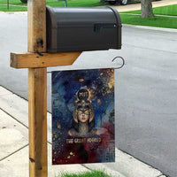 Mut Garden Flag The Lioness of Thebes Egyptian Goddess Cosmic Crown Adorned Warrior Queen Design