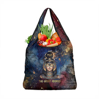 Mut Grocery Bag The Lioness of Thebes Egyptian Goddess Cosmic Crown Adorned Warrior Queen Design