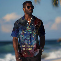 Mut Hawaiian Shirt The Lioness of Thebes Egyptian Goddess Cosmic Crown Adorned Warrior Queen Design