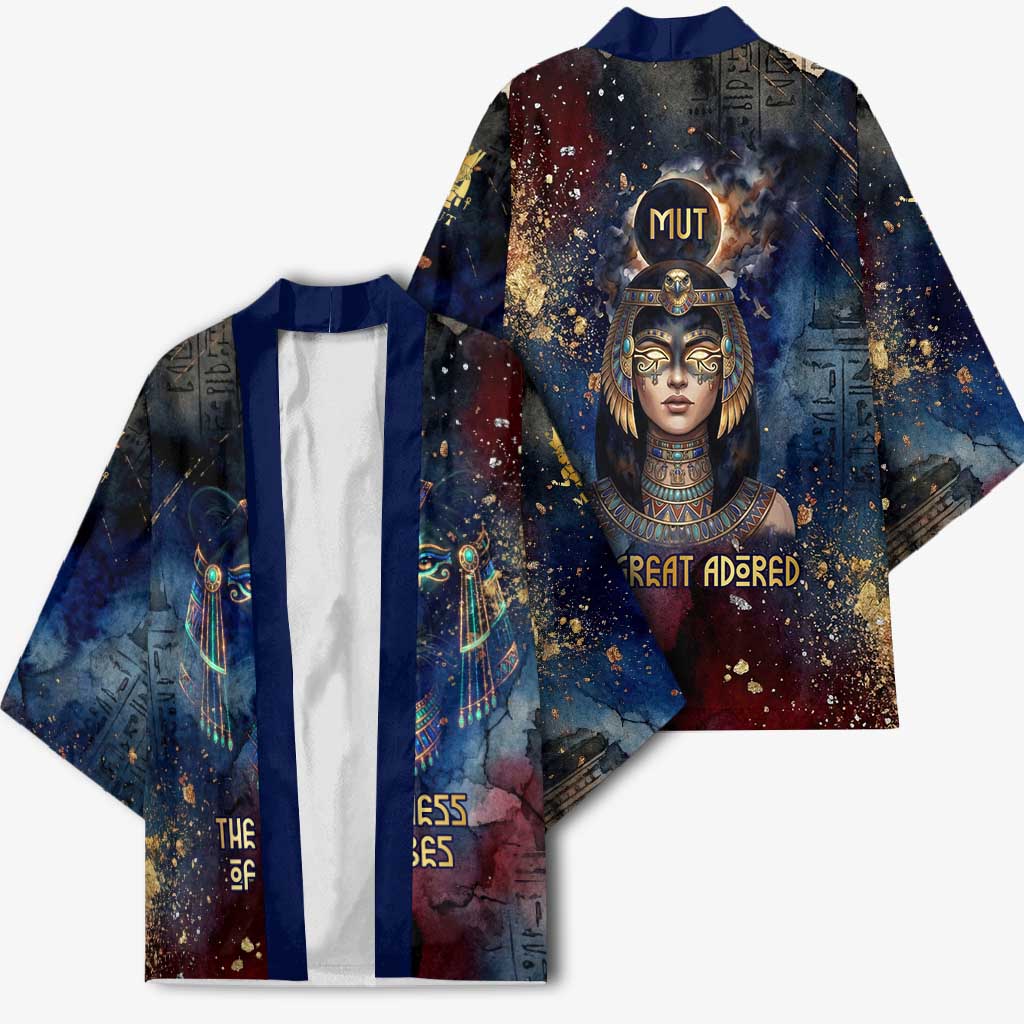 Mut Kimono The Lioness of Thebes Egyptian Goddess Cosmic Crown Adorned Warrior Queen Design