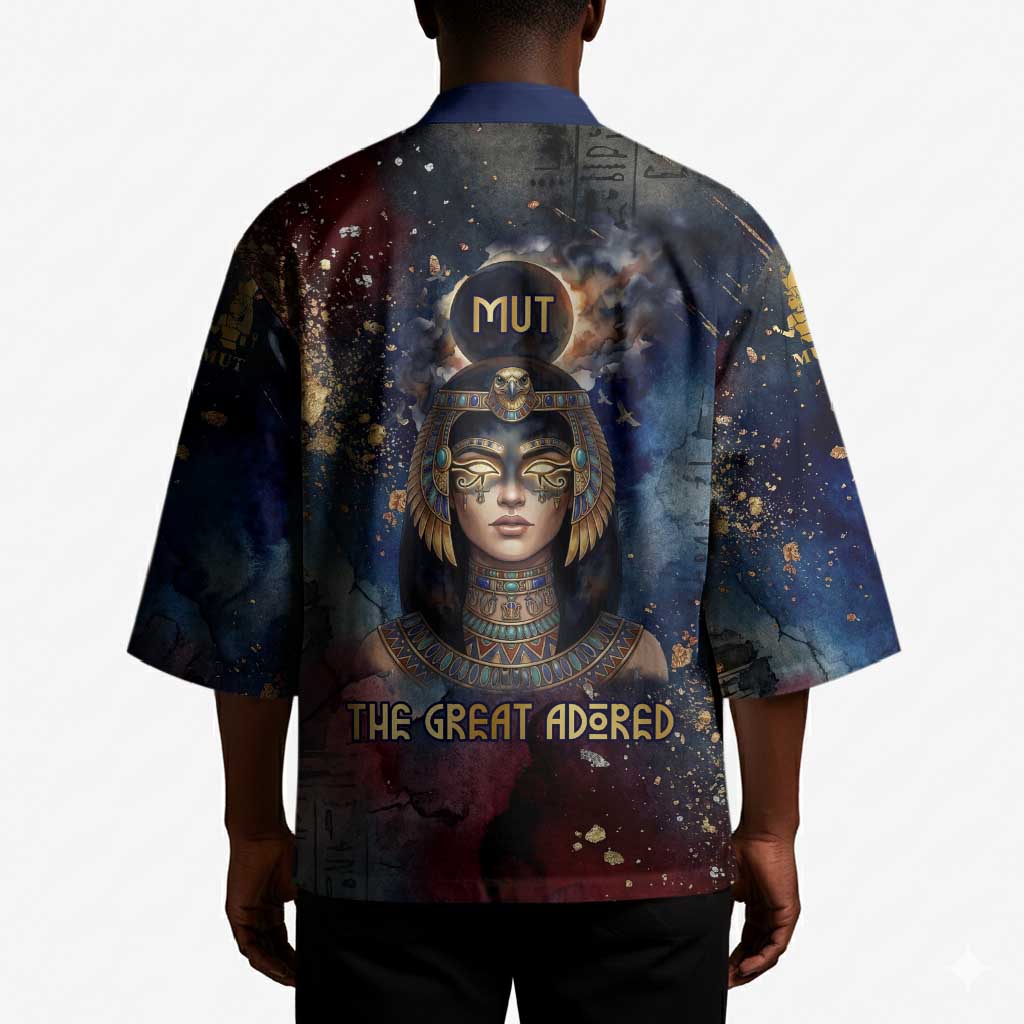 Mut Kimono The Lioness of Thebes Egyptian Goddess Cosmic Crown Adorned Warrior Queen Design