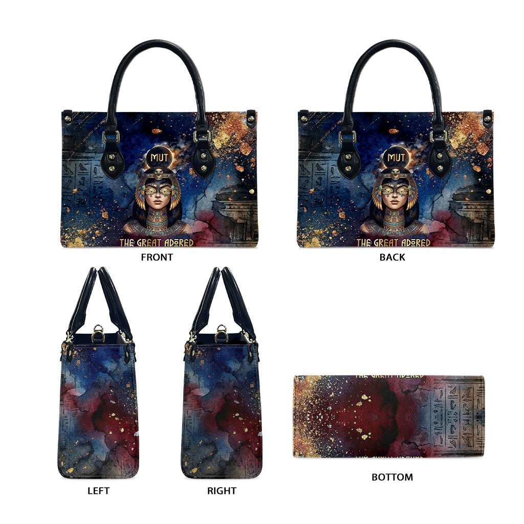 Mut Leather Bag The Lioness of Thebes Egyptian Goddess Cosmic Crown Adorned Warrior Queen Design