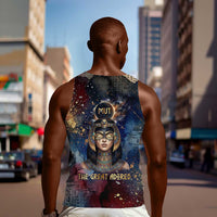 Mut Men Tank Top The Lioness of Thebes Egyptian Goddess Cosmic Crown Adorned Warrior Queen Design
