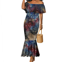 Mut Mermaid Dress The Lioness of Thebes Egyptian Goddess Cosmic Crown Adorned Warrior Queen Design