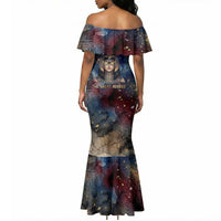 Mut Mermaid Dress The Lioness of Thebes Egyptian Goddess Cosmic Crown Adorned Warrior Queen Design