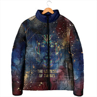 Mut Padded Jacket The Lioness of Thebes Egyptian Goddess Cosmic Crown Adorned Warrior Queen Design