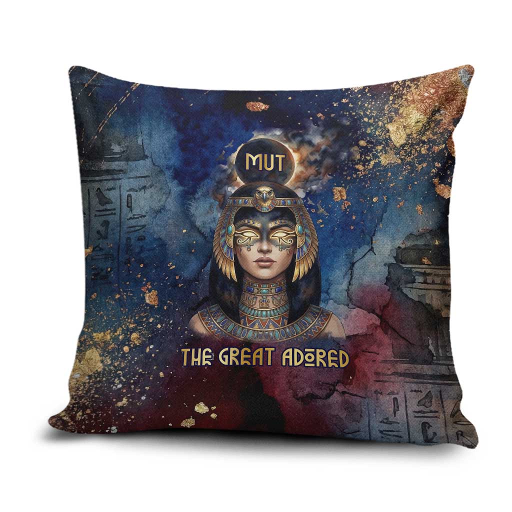 Mut Pillow Cover The Lioness of Thebes Egyptian Goddess Cosmic Crown Adorned Warrior Queen Design