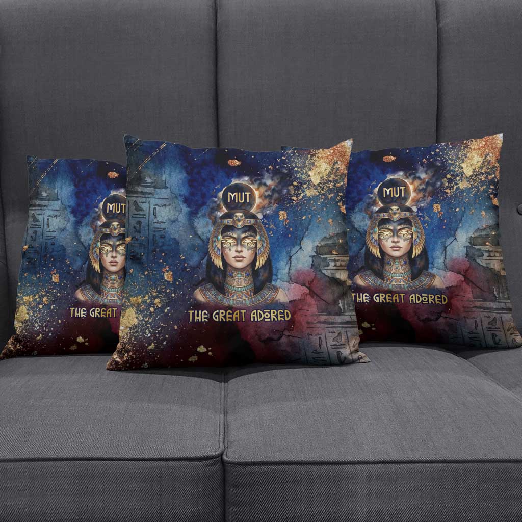 Mut Pillow Cover The Lioness of Thebes Egyptian Goddess Cosmic Crown Adorned Warrior Queen Design