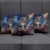 Mut Pillow Cover The Lioness of Thebes Egyptian Goddess Cosmic Crown Adorned Warrior Queen Design