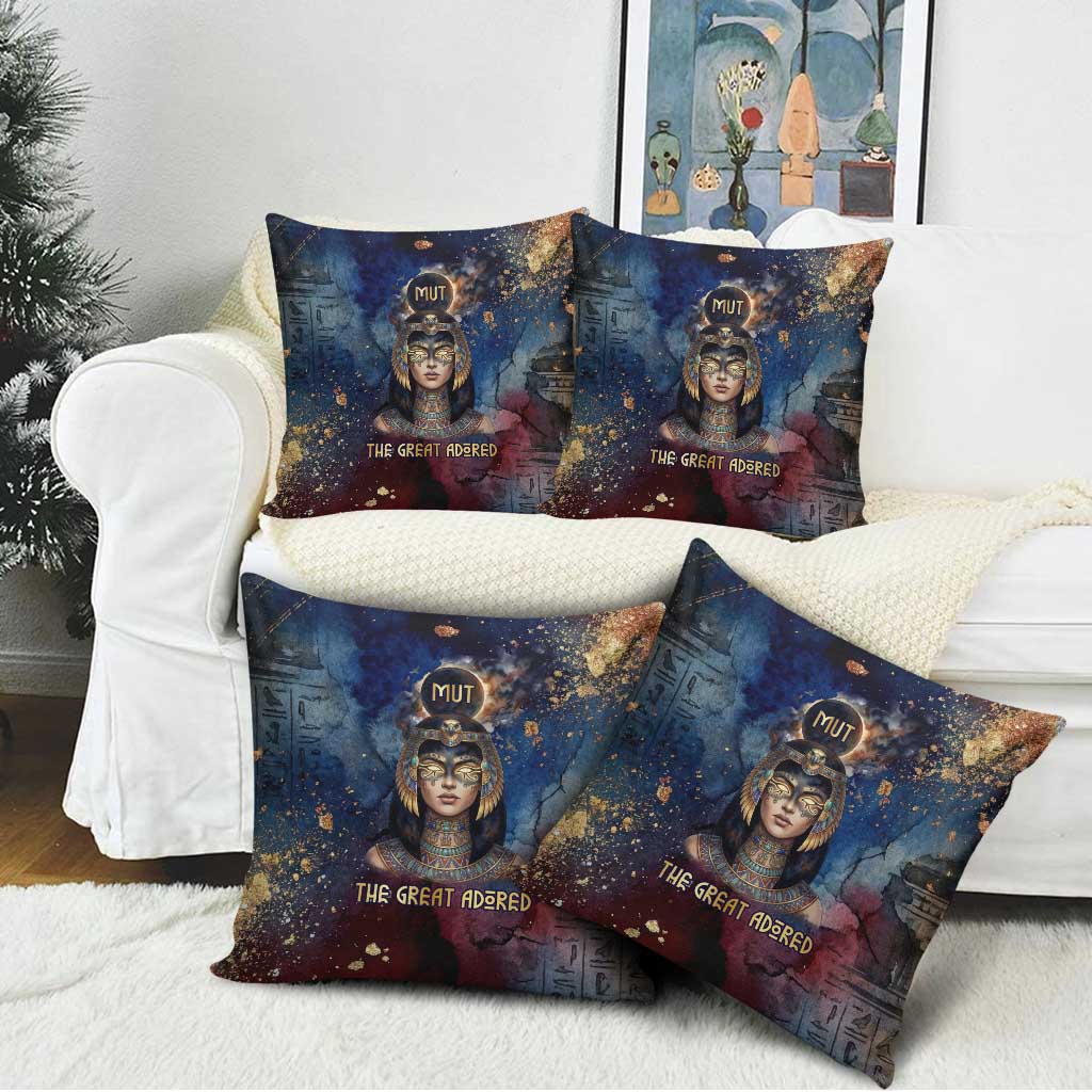 Mut Pillow Cover The Lioness of Thebes Egyptian Goddess Cosmic Crown Adorned Warrior Queen Design